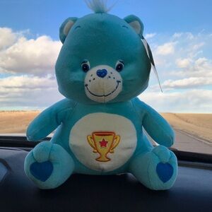 Care Bears Champ Beat Blue Plush with Heart and Trophy Vintage 2005 with Tag